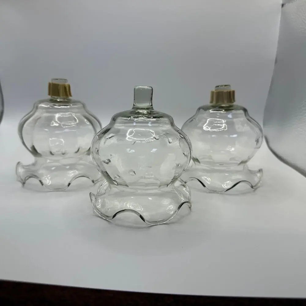 Vintage Ruffled Glass Votive Tulips Set of 3 (Candlestick not included)